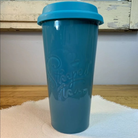 Teal Blue STEEPED TEA/Sipology Ceramic Travel Mug/Cup - Picture 1 of 9
